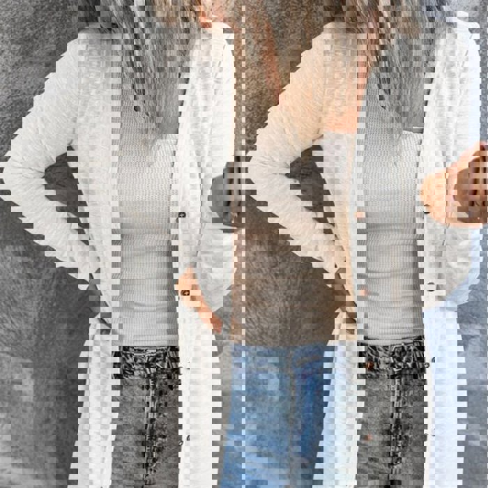 Open-Front Buttons Cardigan